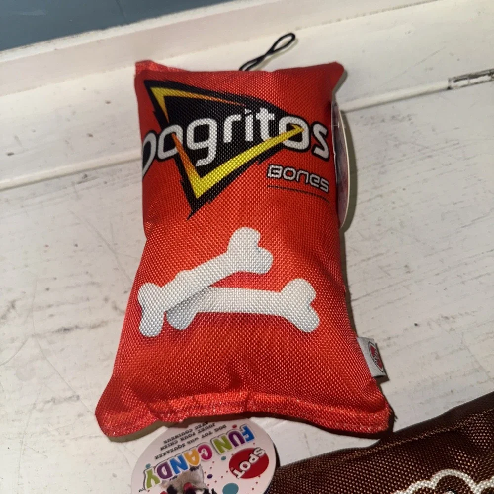SPOT Fun Food Dogritos Red Bag Plush w/Squeaker Dog Toy 7